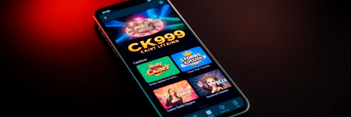 Hands holding a smartphone showing the vibrant CK999 app casino interface, inviting users to experience seamless mobile gaming.