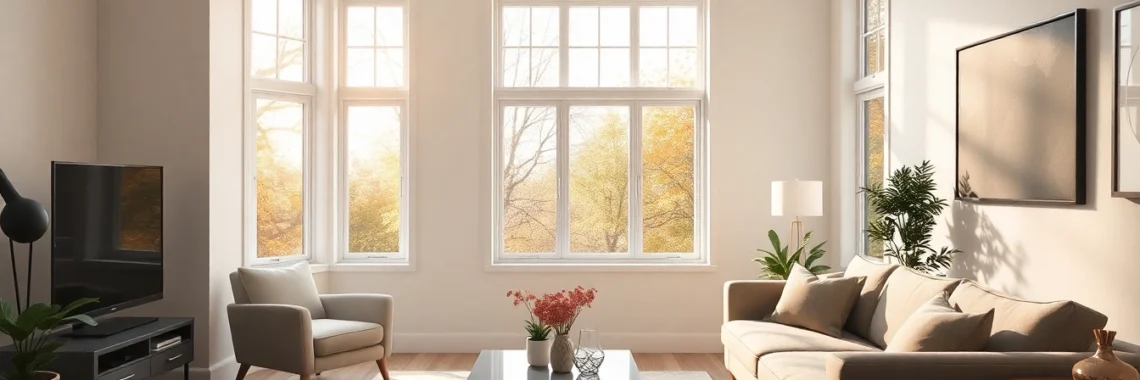 Energy-efficient renewal by andersen window replacement enhances an airy living room view.