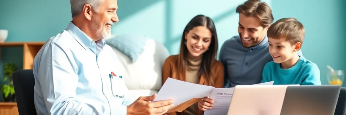Shop affordable health insurance options with a friendly agent guiding your family.