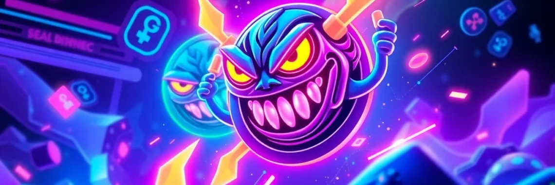 Crypto Meme Coins like Angry Pepe Fork showcasing vibrant gaming and blockchain themes for