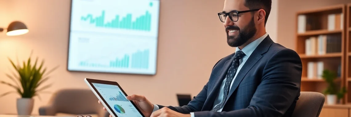 Professional financial advisor offering investment advice UK to clients in a modern office setting